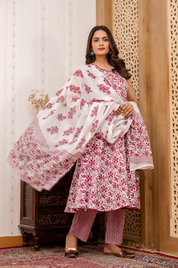 WHITE MAROON SLEVELESS ANARKALI