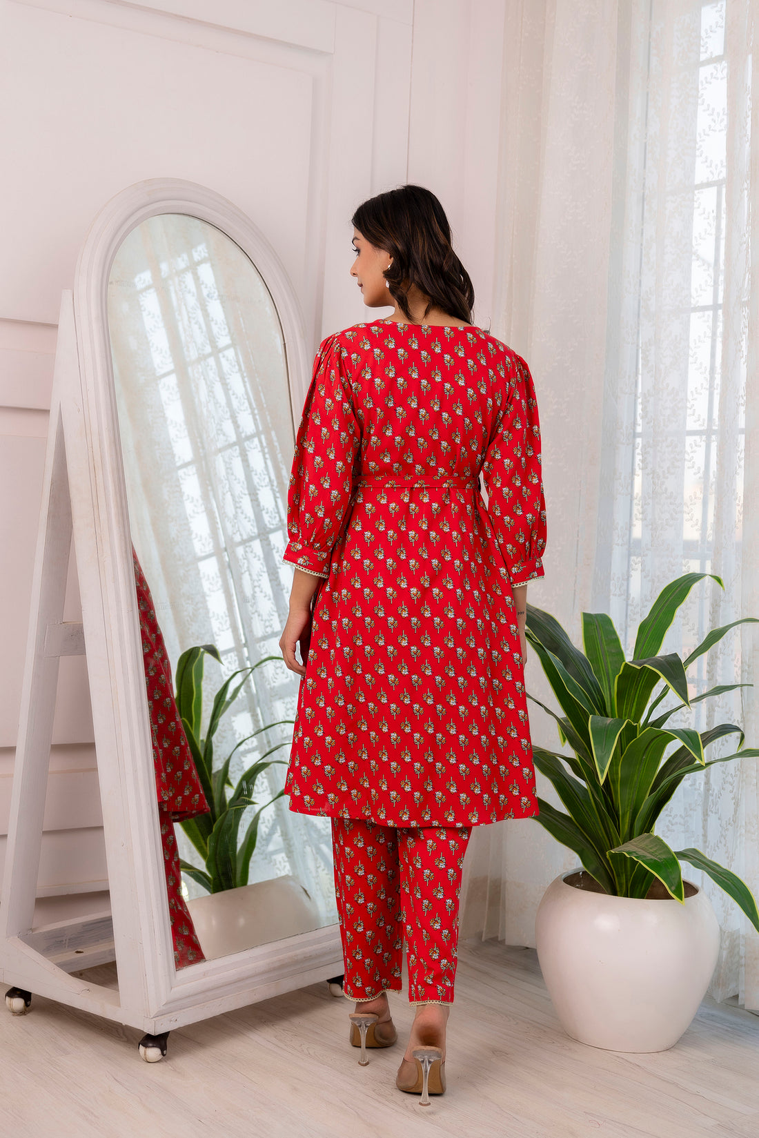 RED KIMONO STYLE CORD SET