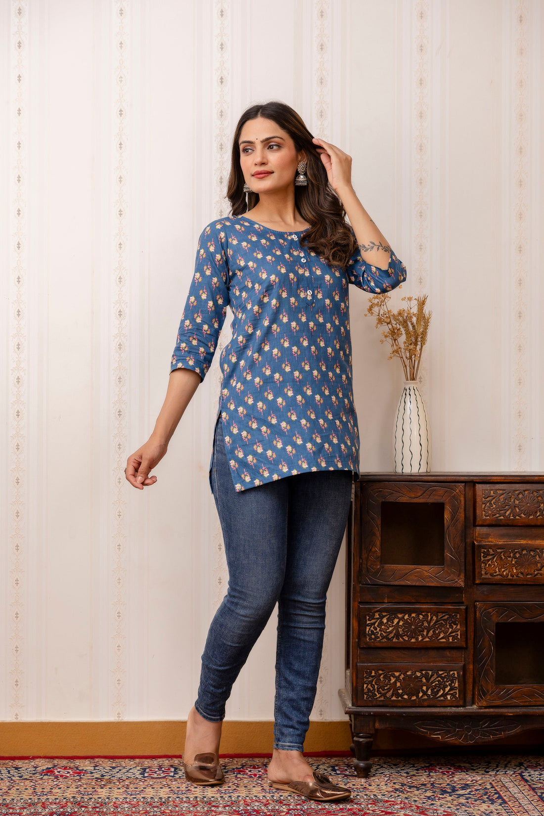 BLUE SHORT KURTI