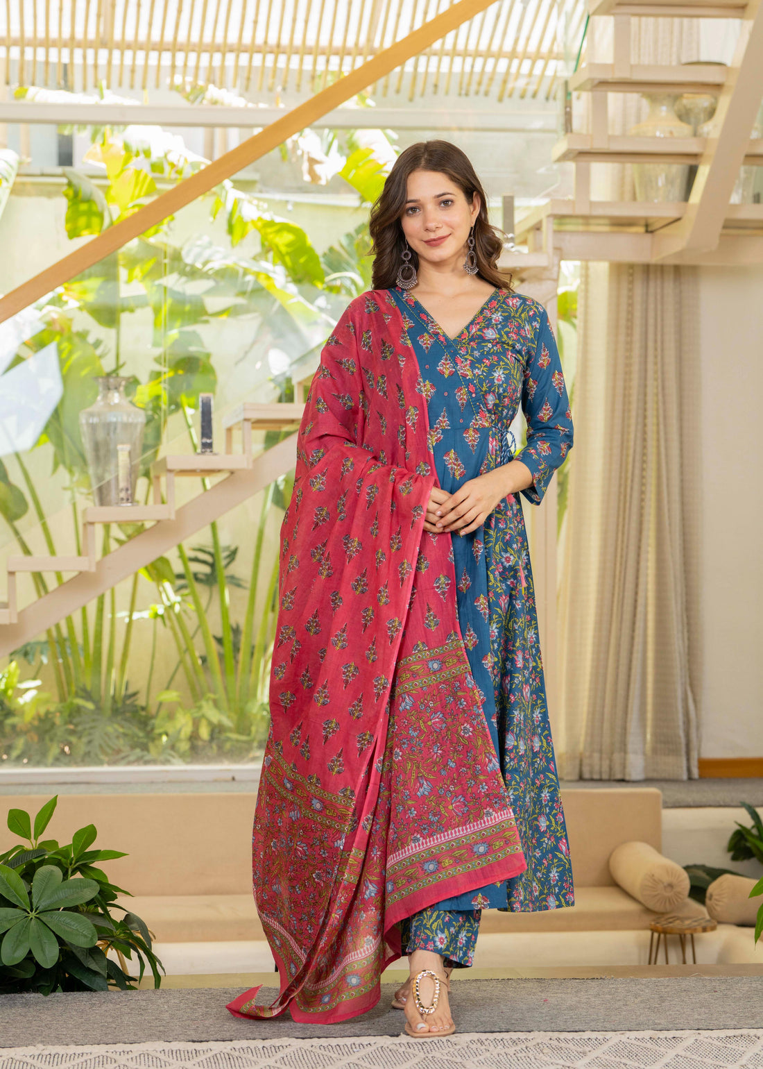 BLUE PINK ANGRAKHA ANARKALI