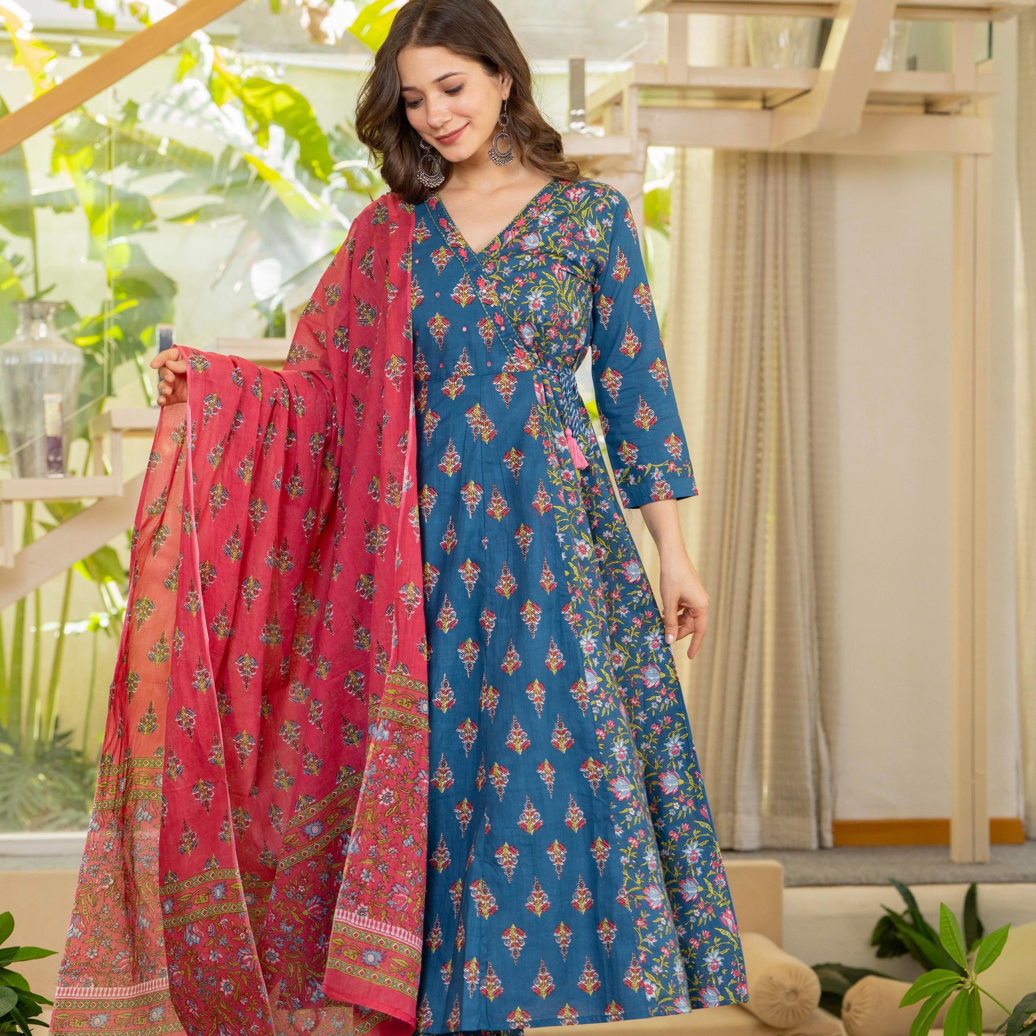 BLUE PINK ANGRAKHA ANARKALI