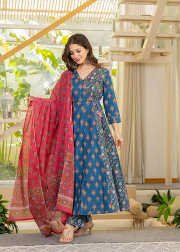 BLUE PINK ANGRAKHA ANARKALI
