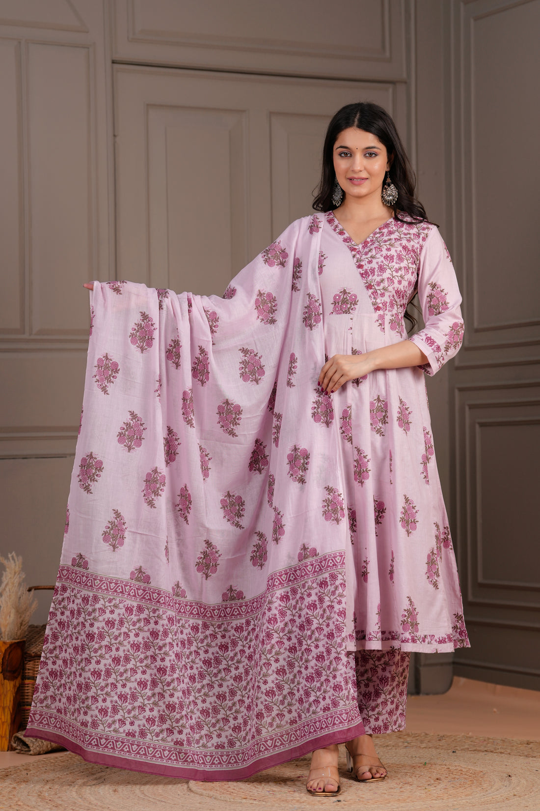 PINK BUTA ANARKALI