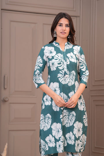 TEAL BLUE LARGE FLORAL CORD SET