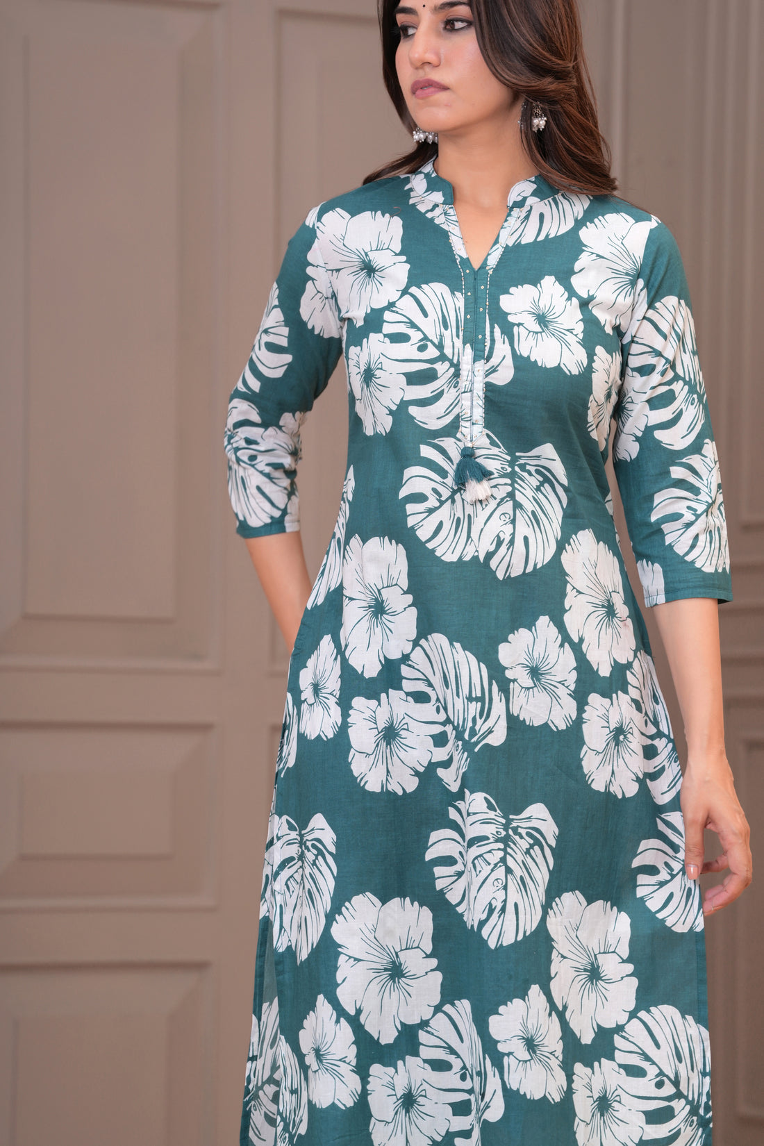 TEAL BLUE LARGE FLORAL CORD SET