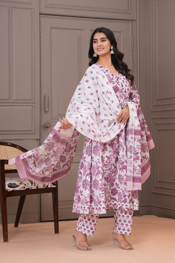 WHITE PURPLE ANARKALI