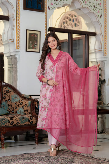 PINK LACE KOTA DORIA SUIT SET