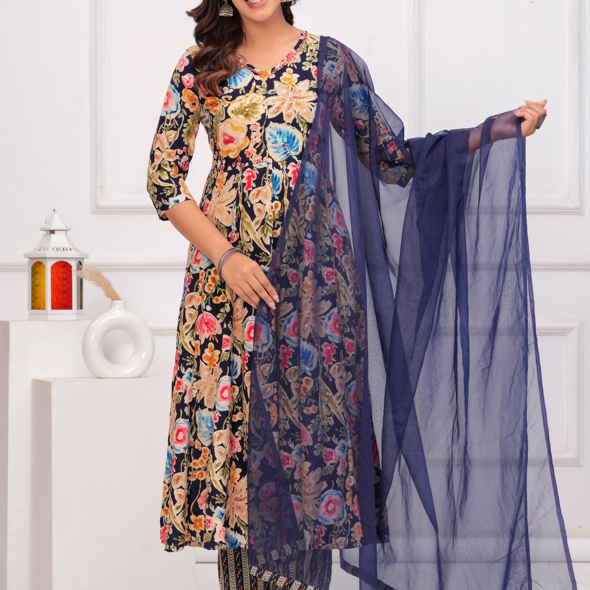 NAVY BLUE VISCOSE  ANARKALI