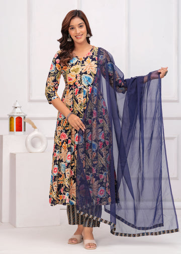 NAVY BLUE VISCOSE  ANARKALI