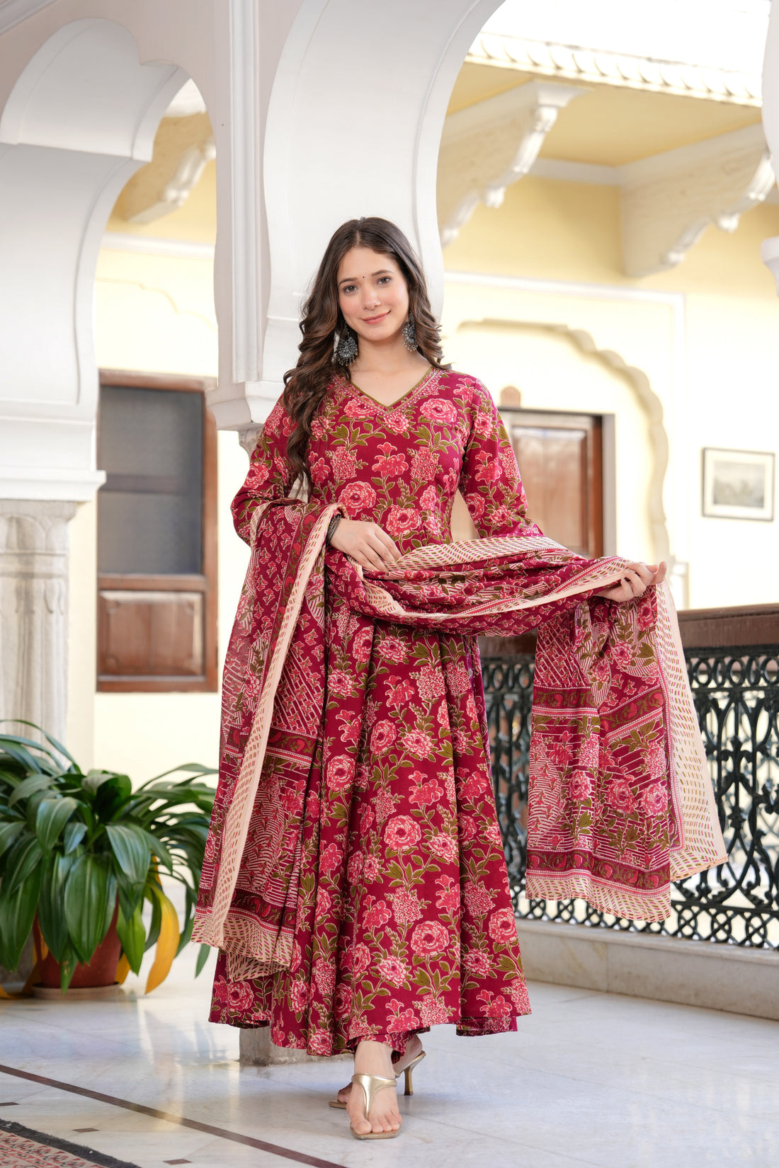 MAROON FLORAL ANARKALI