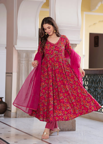 PINK CHANDERI ANARKALI