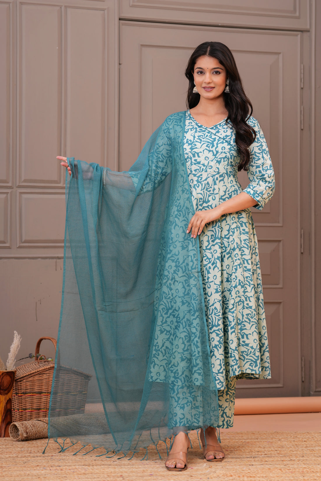 SEA GREEN ANARKALI SUIT SET