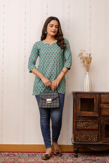 GREEN SHORT KURTI
