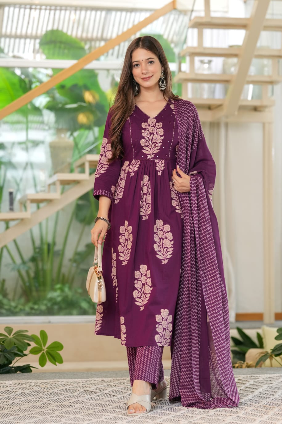 PLUM PURPLE PLEATED SUIT SET