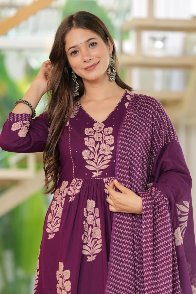 PLUM PURPLE PLEATED SUIT SET