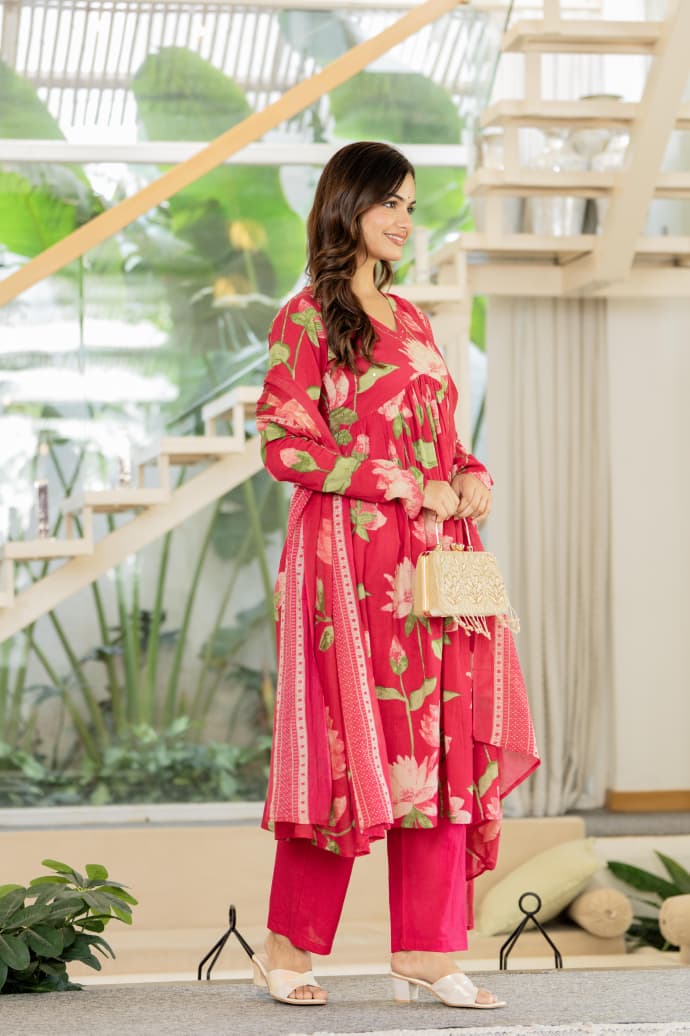 PINK LOTUS ALIA CUT SUIT SET