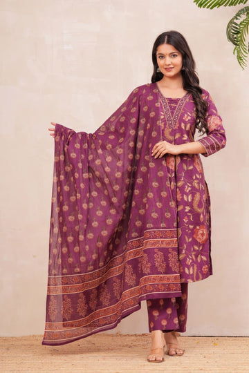 GRAPE WINE BORDER SUIT SET