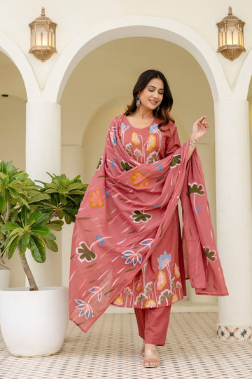 RUST PINK TASSEL EMBROIDERY SUIT SET