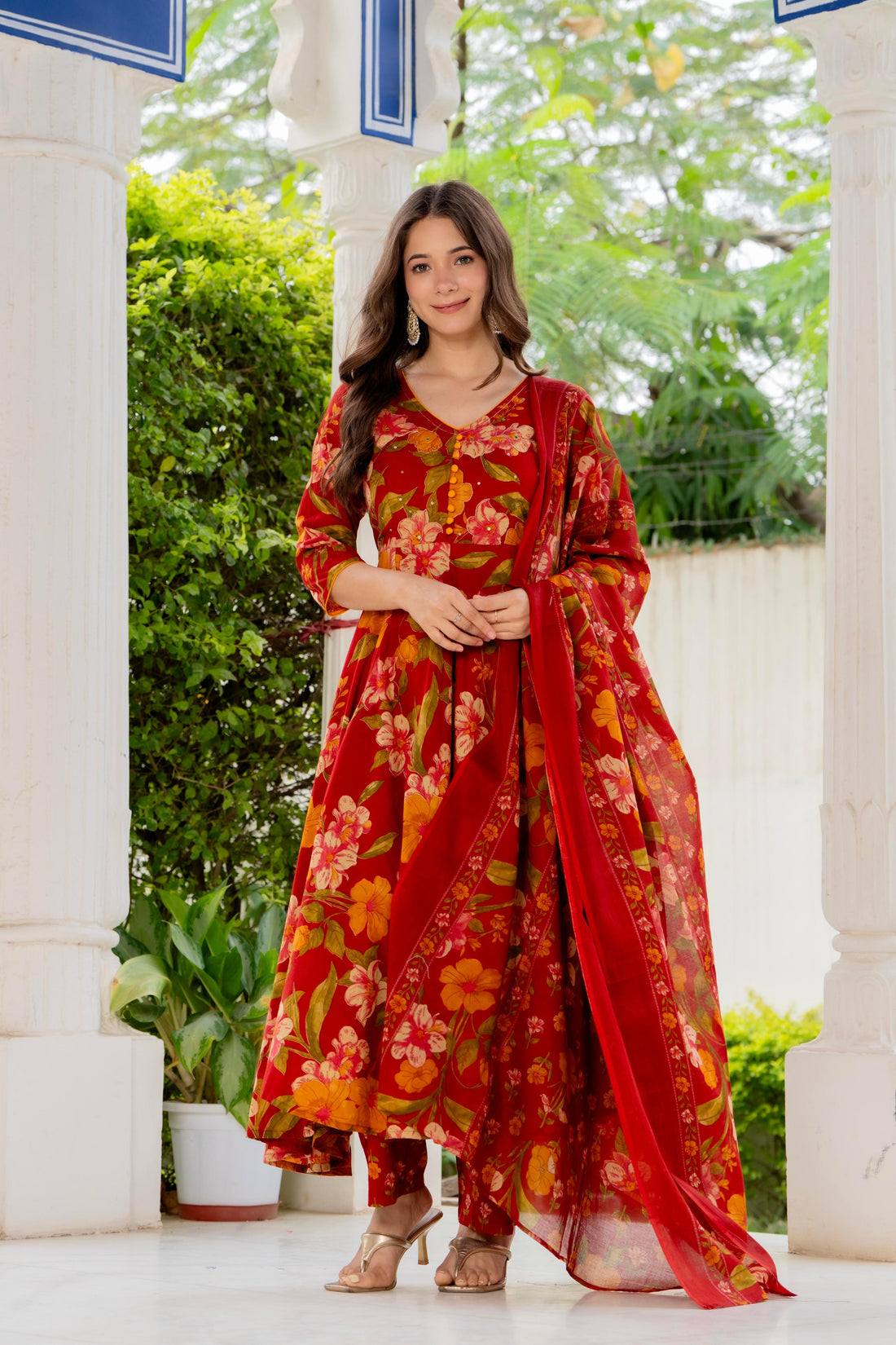 SUNSET BLOOM ANARKALI SUIT SET