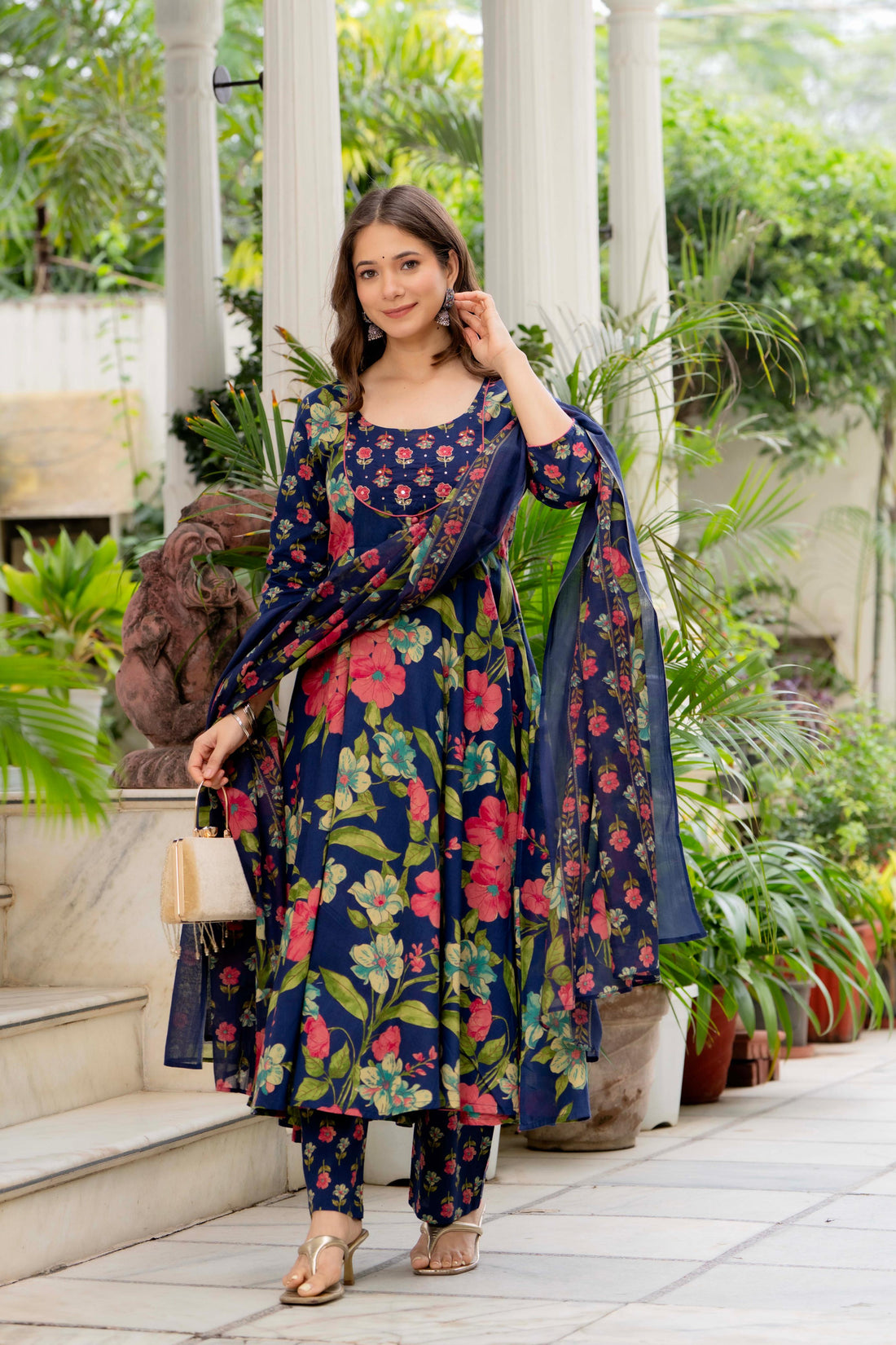 MIDNIGHT BLOOM ANARKALI SUIT SET