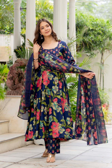 MIDNIGHT BLOOM ANARKALI SUIT SET