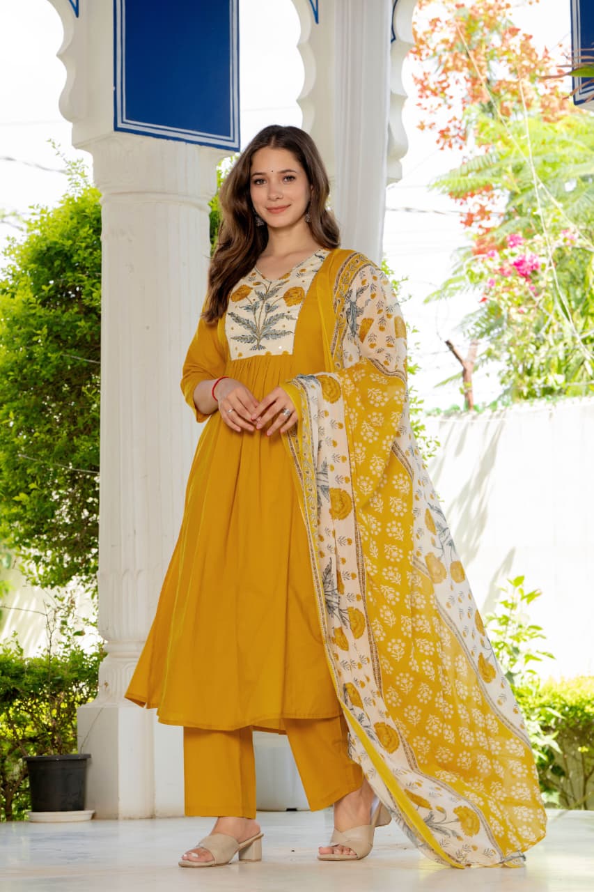 PLEATED MARIGOLD SUIT SET