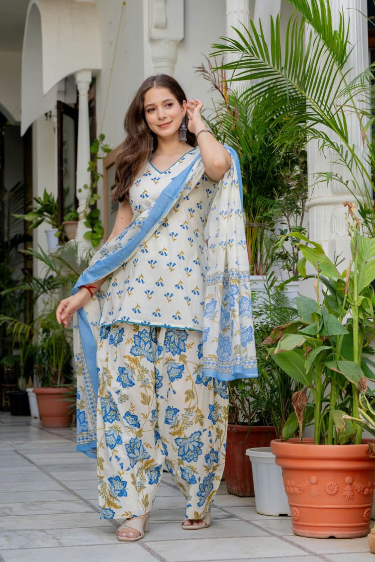 POWDER BLUE FARSI SUIT SET (SLEEVELESS)