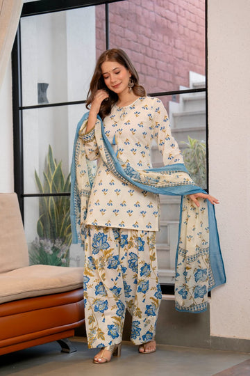 POWDER BLUE TASSEL FARSI SUIT SET (WITH SLEEVES)