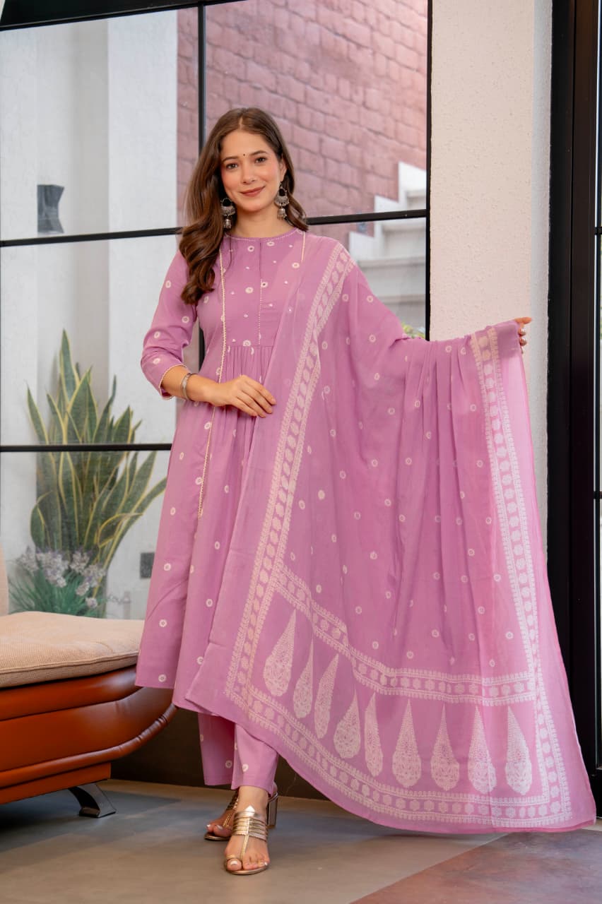 LAVENDER PLEATED SUIT SET