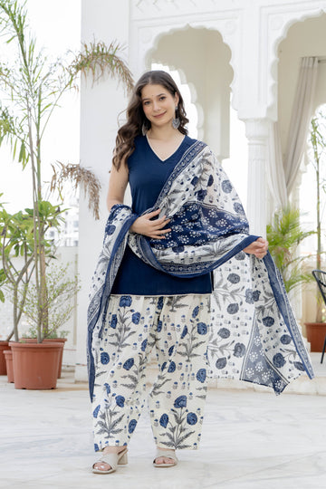 NAVY BLUE FARSI SUIT SET (SLEEVELESS)