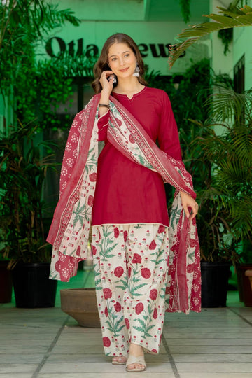 CHERRY RED FARSHI SUIT SET