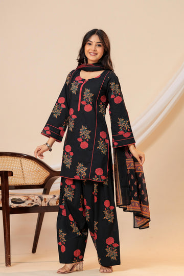 BLACK BLOSSOM FARSHI SUIT SET