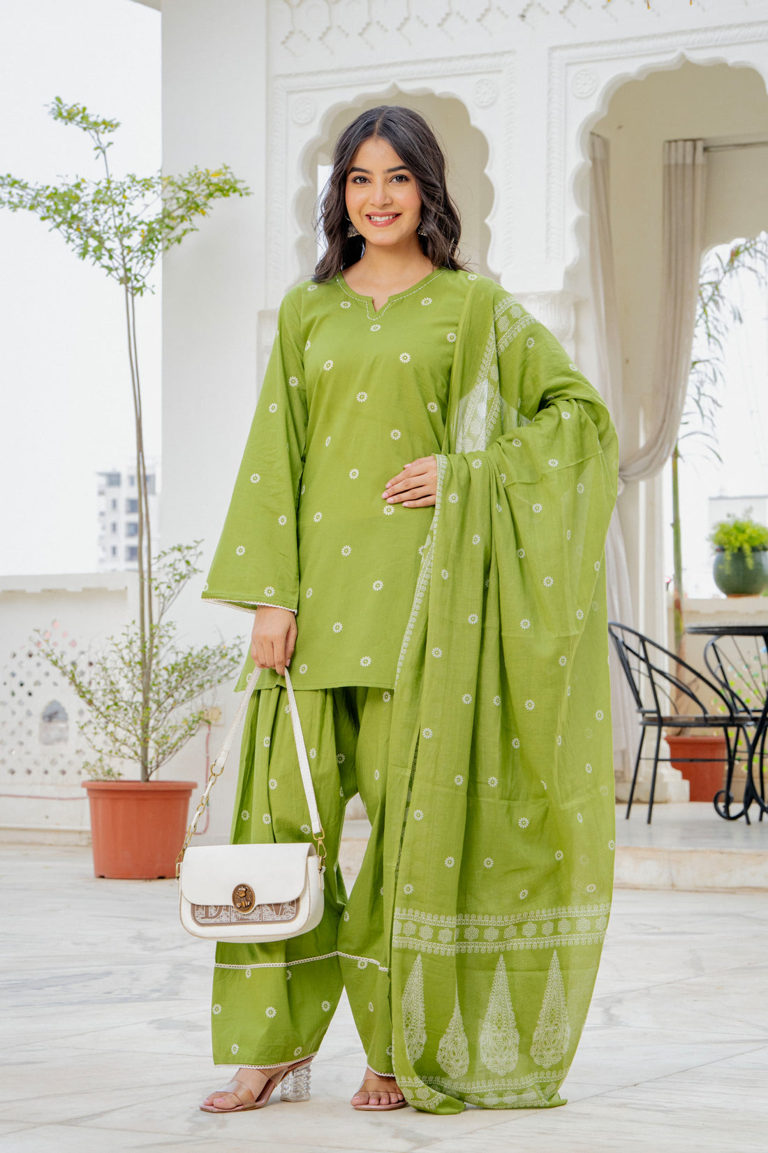 FERN GREEN FARSHI SALWAR SUIT