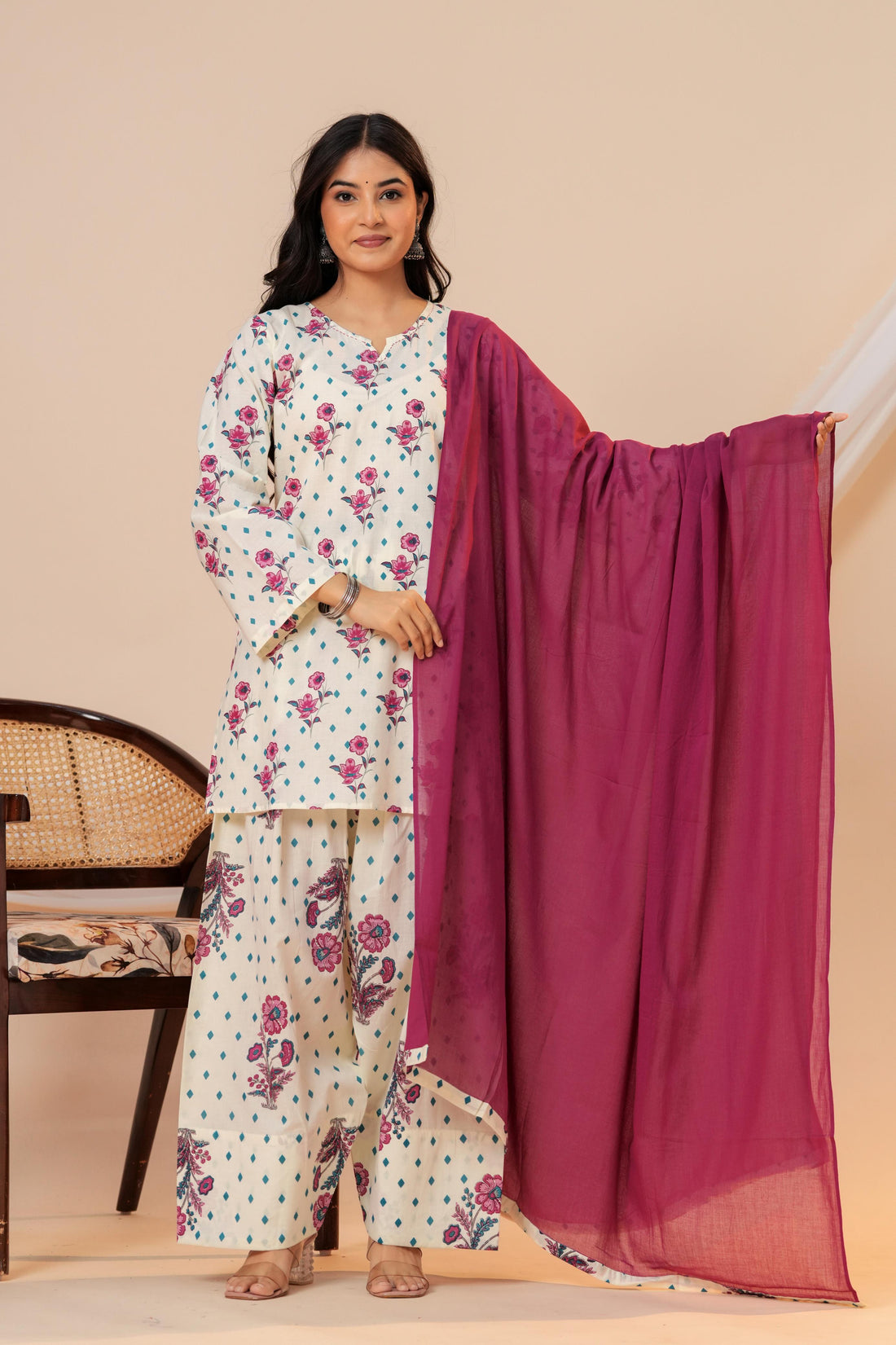 PLUM PETALS FARSHI SUIT SET