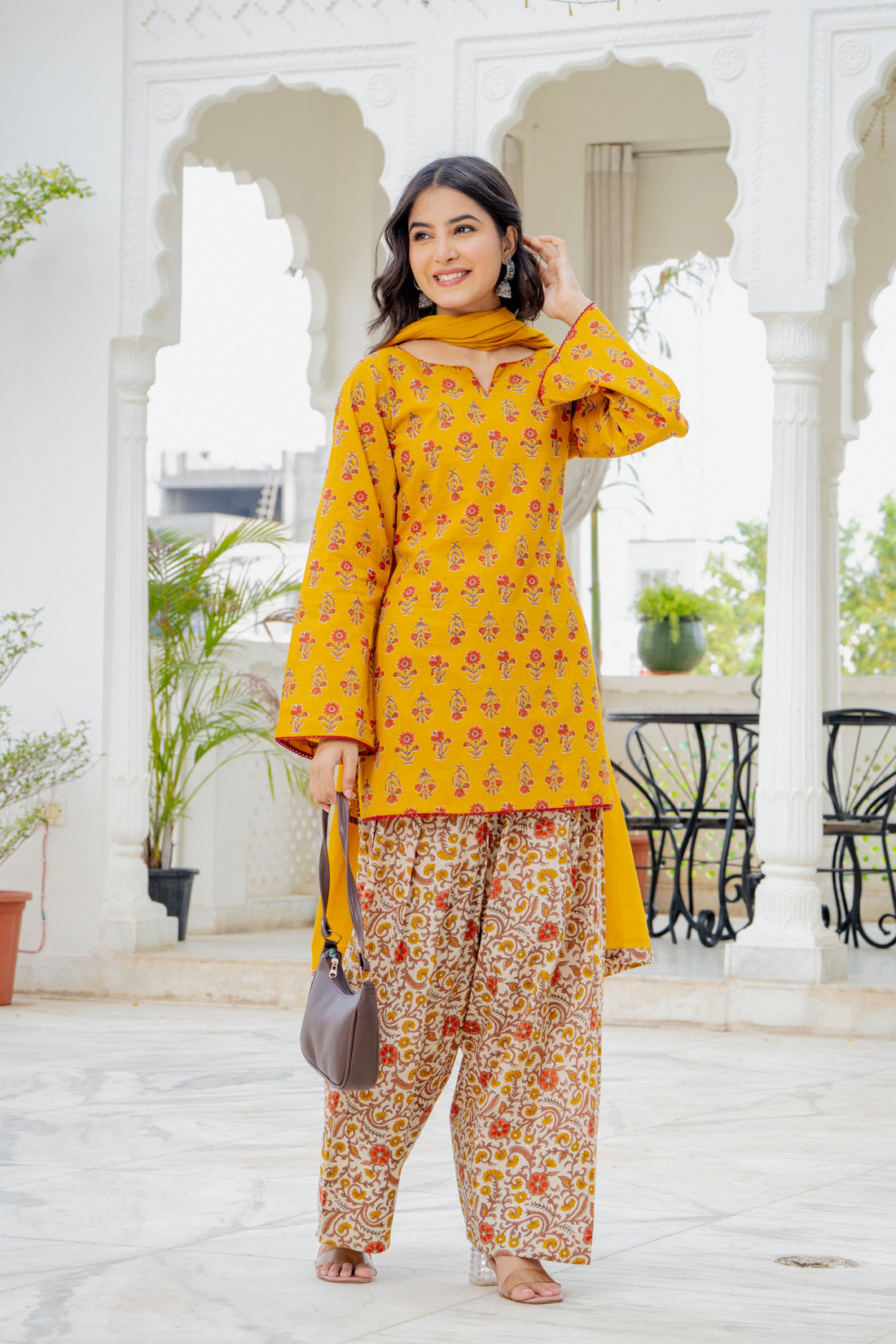 MUSTARD IVORY FARSHI SUIT SET