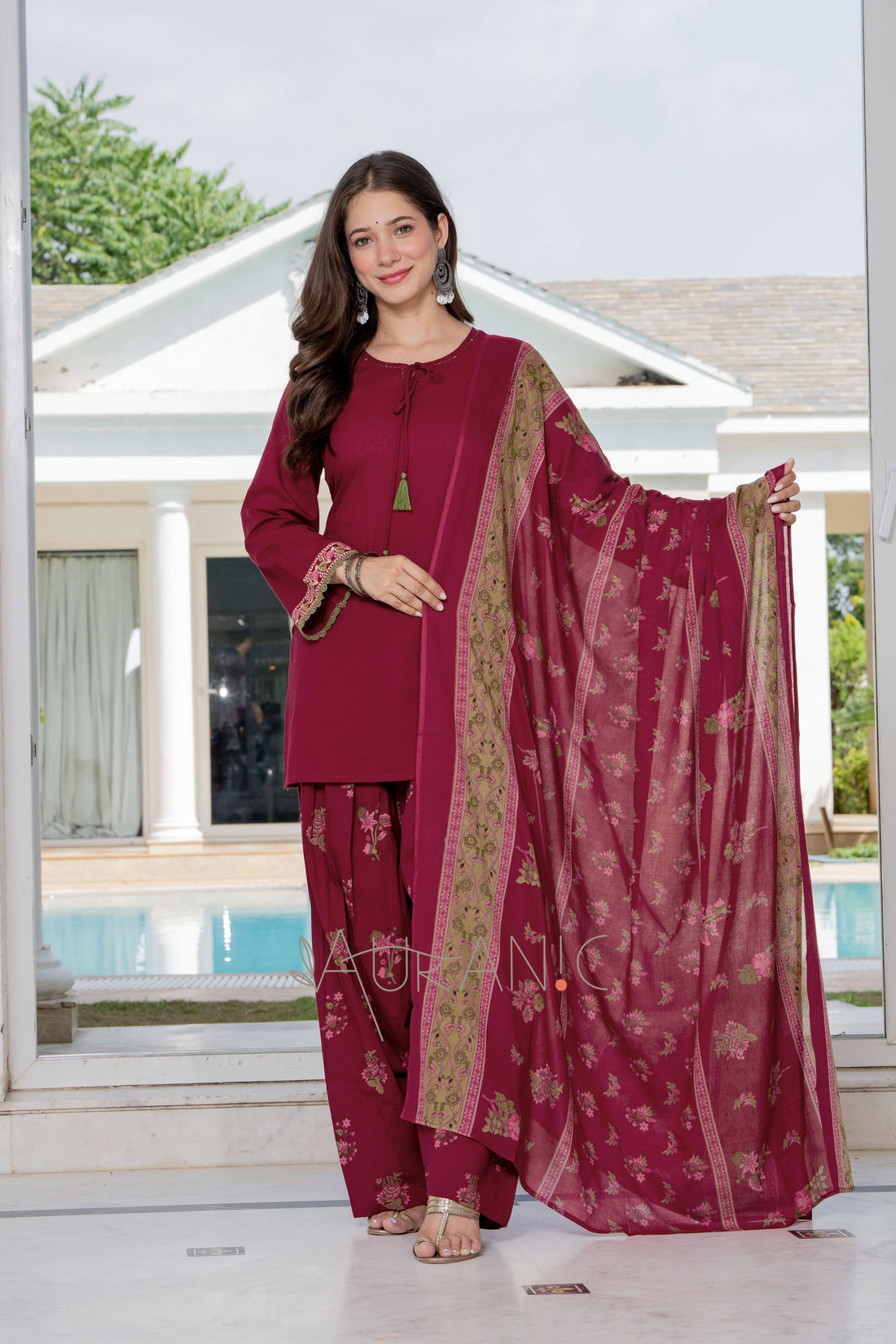AESTHETIC MAROON FARSHI SUIT SET