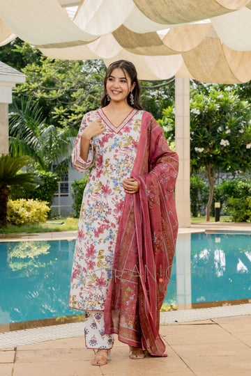 ROSEWOOD IVORY LACE DETAILED SUIT SET