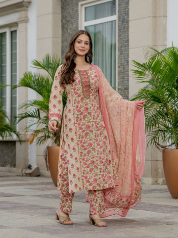 APRICOT PINK STRAIGHT FIT SUIT SET
