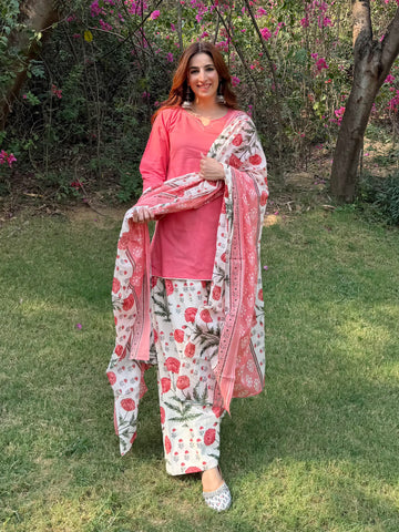 PEACH BLOOM FARSI SUIT SET