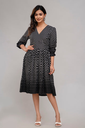 BLACK FIT AND FLAIR DRESS