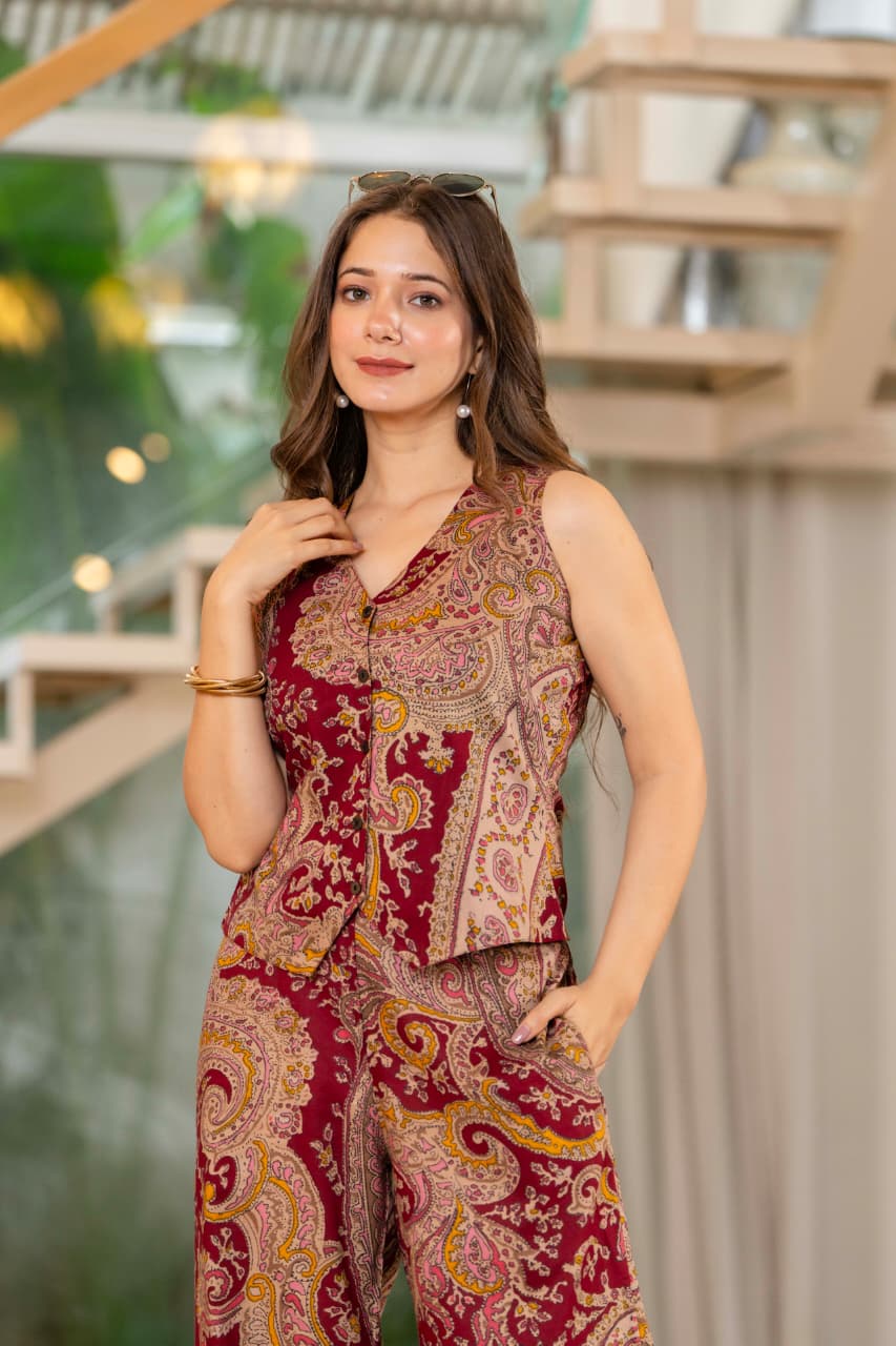 MAROON JACKET CORD SET