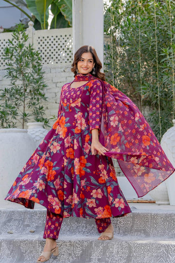 MULBERRY BLOOM  ANARKALI SUIT SET