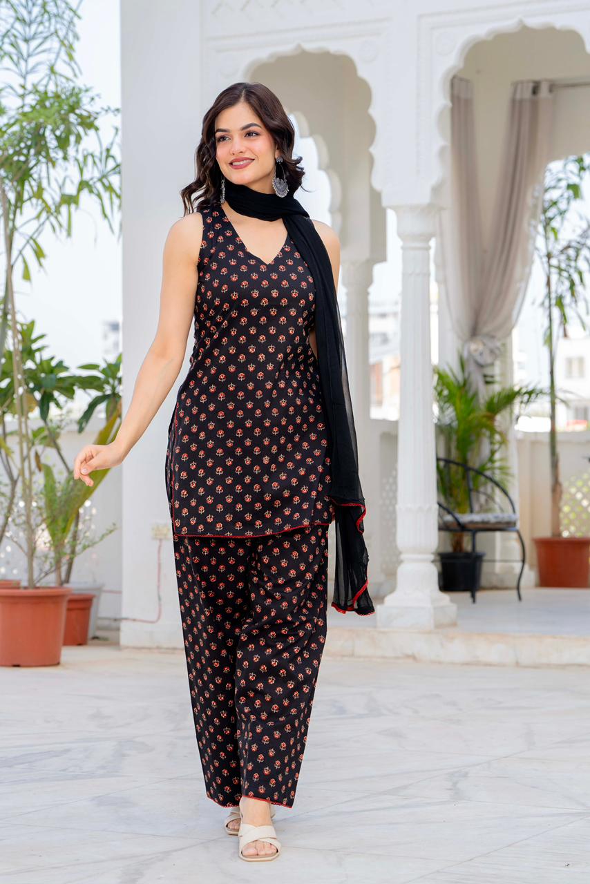 BLACK BUTI FARSI SALWAR SUIT SET