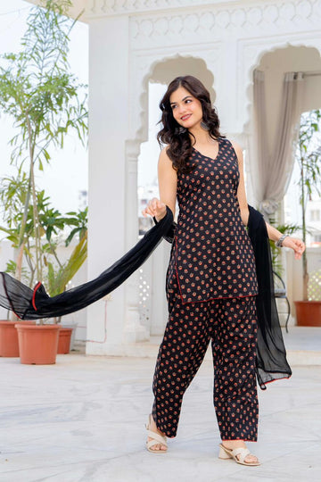 BLACK BUTI FARSI SALWAR SUIT SET